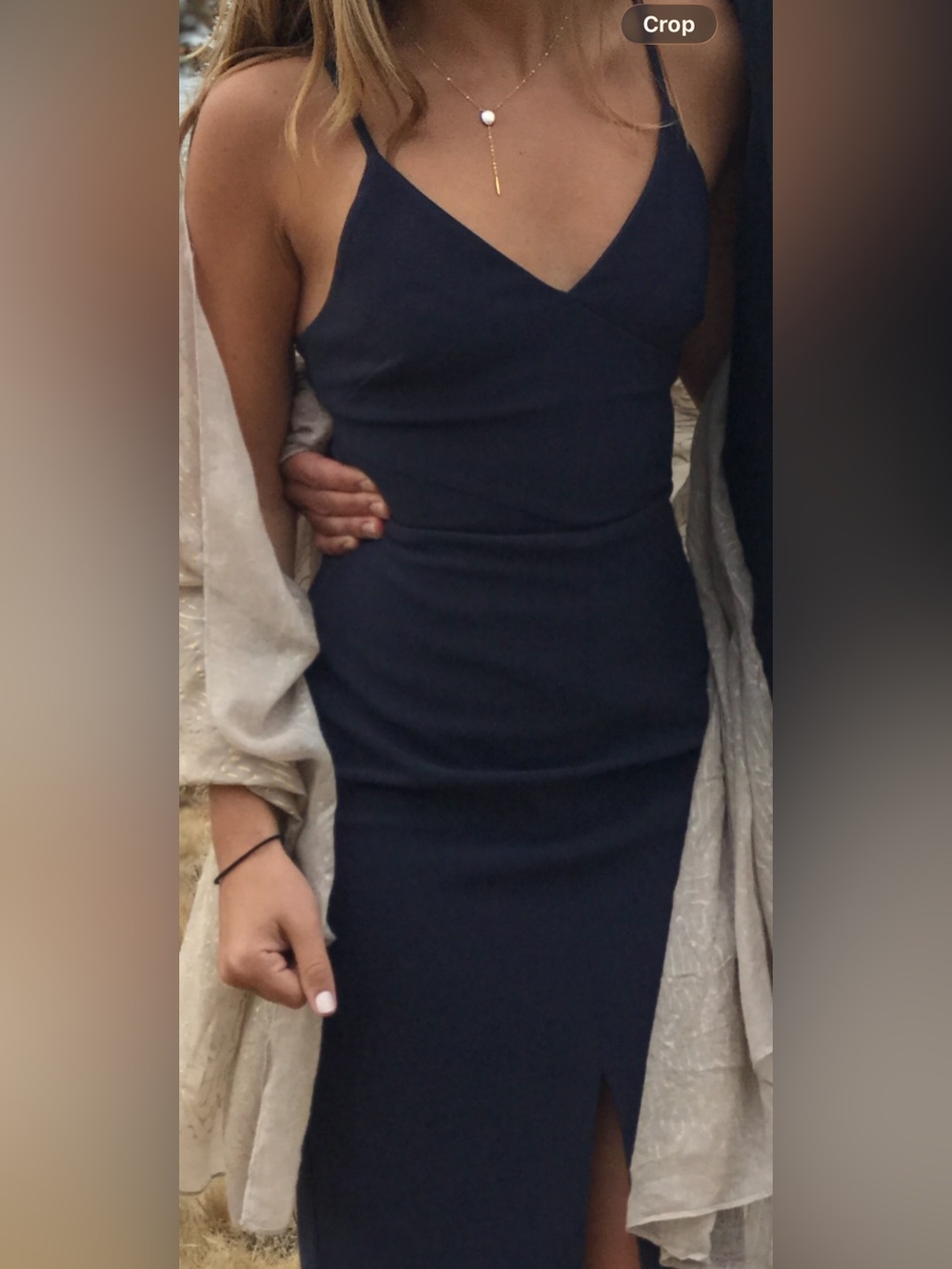 Likely Navy Spaghetti-Strap Midi Dress